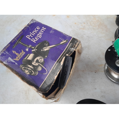 76 - Interesting array of vintage fishing reels : multipliers by Penn, Shakespeare, Allcock Arielite, Int... 