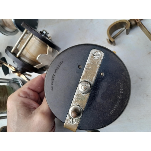 76 - Interesting array of vintage fishing reels : multipliers by Penn, Shakespeare, Allcock Arielite, Int... 
