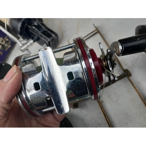 76 - Interesting array of vintage fishing reels : multipliers by Penn, Shakespeare, Allcock Arielite, Int... 