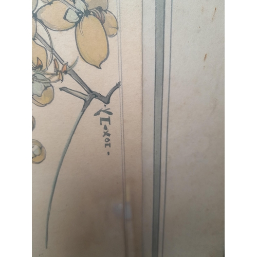 83 - Various paintings : Japanese style watercolour, naive oil on board a, watercolour portrait from earl... 