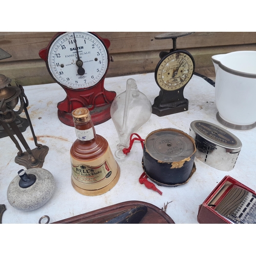 87 - Various Salter and other kitchen scale and other items