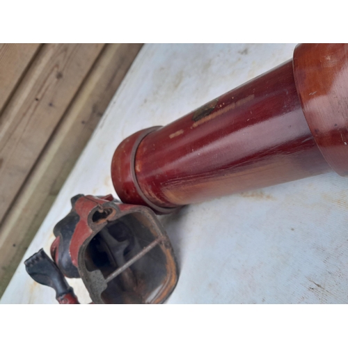 93 - Box of oddments : wooden ware, resin longcase clock ornaments, 20th century Jolly Money Box, damaged... 