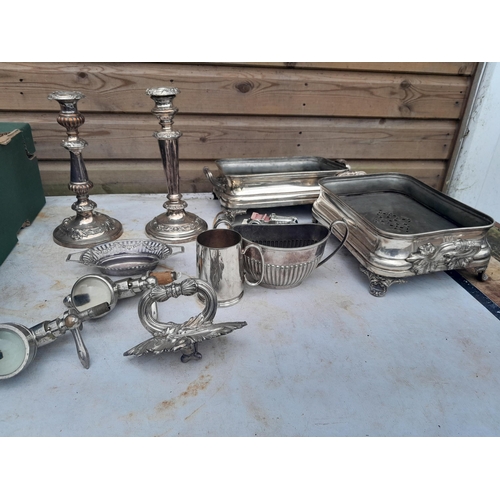 101 - Silver plated ware : vintage optics, serving trays etc.