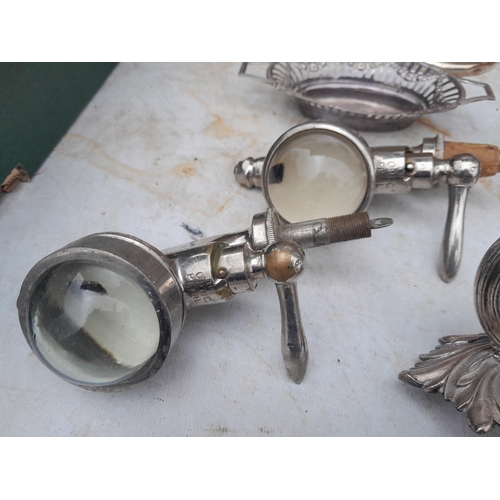 101 - Silver plated ware : vintage optics, serving trays etc.