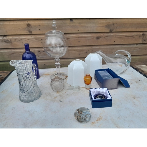102 - Assorted glassware : paperweight, Krosno decanter