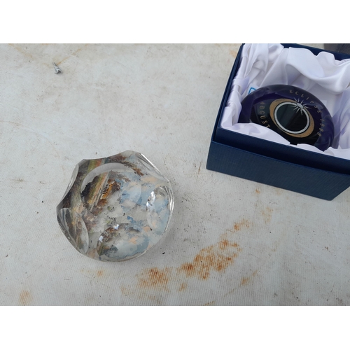 102 - Assorted glassware : paperweight, Krosno decanter