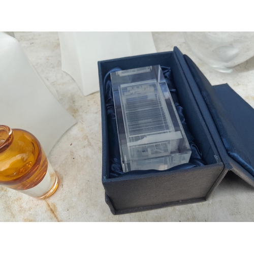 102 - Assorted glassware : paperweight, Krosno decanter