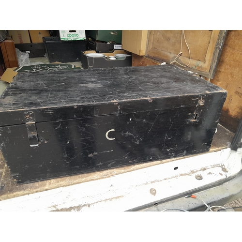 104 - 2 x antique style floor standing telescopes & wooden box