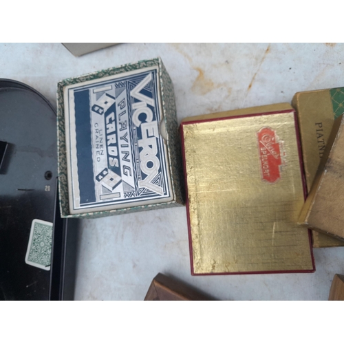 107 - Box of oddments : 2 x small watercolours by E M Gravely, beads etc.