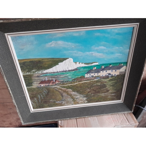 115 - Variety of prints and pictures, watercolours, 19th century glass studded oval mirror, watercolour in... 