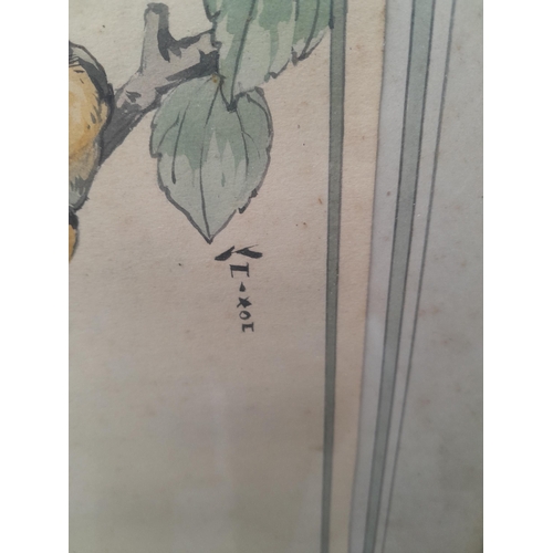 115 - Variety of prints and pictures, watercolours, 19th century glass studded oval mirror, watercolour in... 