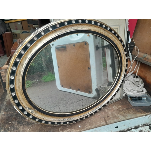 115 - Variety of prints and pictures, watercolours, 19th century glass studded oval mirror, watercolour in... 