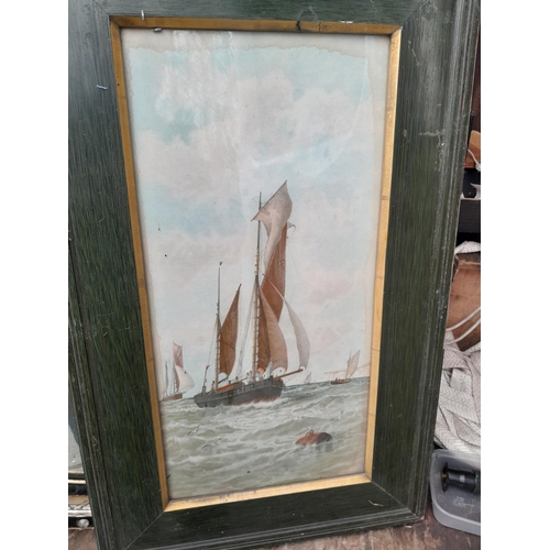 115 - Variety of prints and pictures, watercolours, 19th century glass studded oval mirror, watercolour in... 