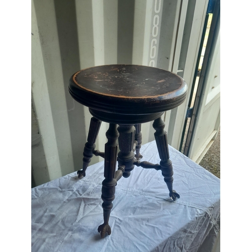 381 - Victorian revolving stool on cast metal and glass claw and ball feet