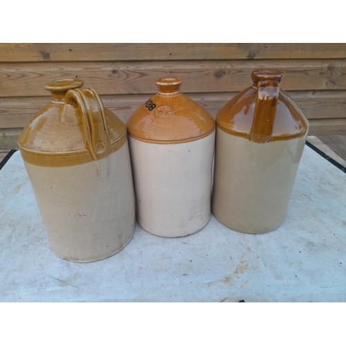 4 - 2 x vintage advertising stoneware flagons and 1 x 19th century impressed mark with damages