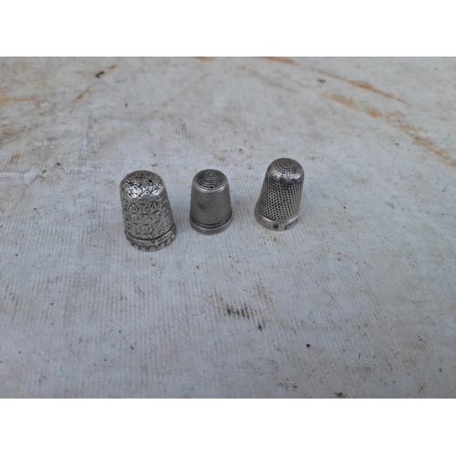 6 - 3 x silver thimbles