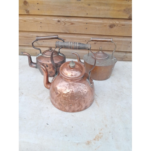 8 - 3 early 20th century copper kettles