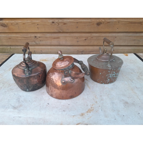 8 - 3 early 20th century copper kettles