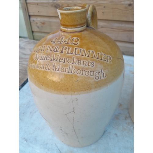 12 - 2 x advertising stoneware flagons