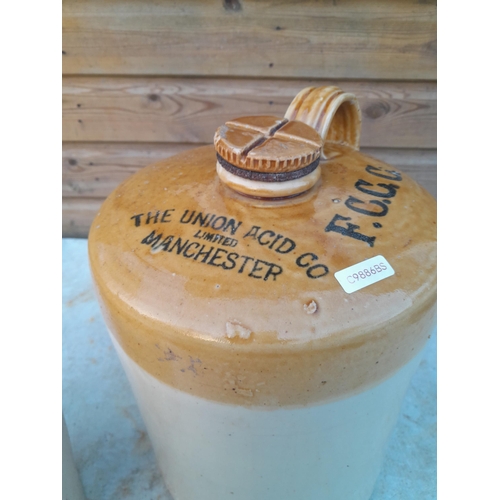 12 - 2 x advertising stoneware flagons