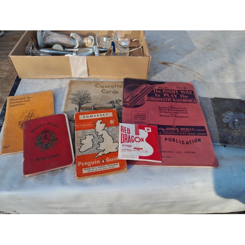 16 - Box of oddments : silver plated items , ceramic figures etc.