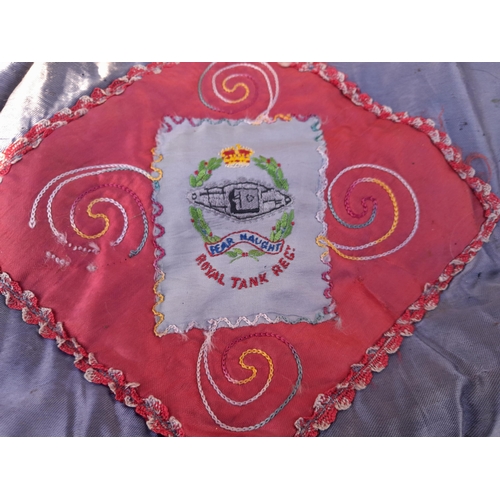 18 - Military related items : mainly tank regiment throughout the 20th century : shells, scarf, trench ar... 