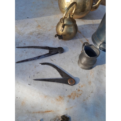 19 - Victorian pewter tankard and other items