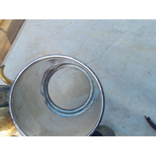 19 - Victorian pewter tankard and other items