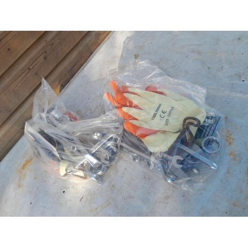 27 - New old stock spanners and gloves and wooden rocking horse