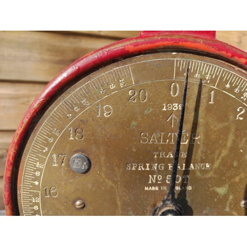 33 - World War II era post office scales, tin trunk and modern double sided post office scales & kitchen ... 