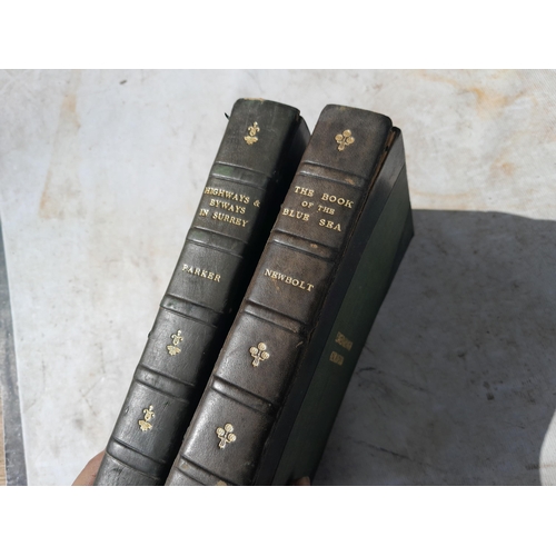 47 - 2 x volumes : 2 1/2 calf leather bound volumes, condition varies : The Book of the Blue Sea by Newbo... 
