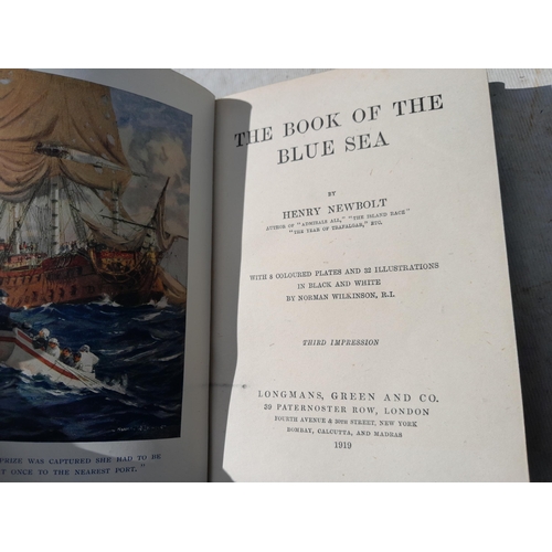 47 - 2 x volumes : 2 1/2 calf leather bound volumes, condition varies : The Book of the Blue Sea by Newbo... 