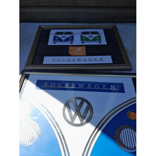 48 - Box of oddments : tin sign modern, resin ornament, car related manuals, prints, African walking stic... 