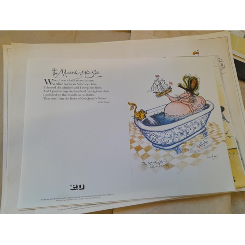 48 - Box of oddments : tin sign modern, resin ornament, car related manuals, prints, African walking stic... 