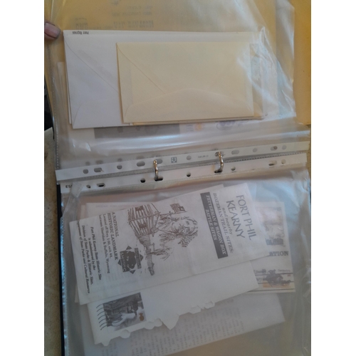 50 - Box of oddments : Prinz binoculars, brassware, stamps First Day Covers and other items