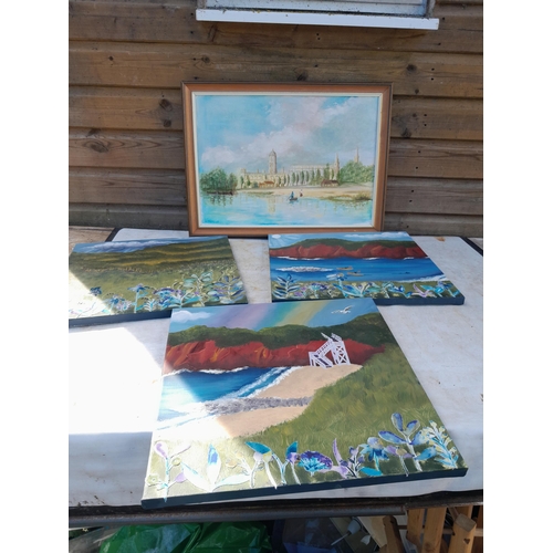 54 - Collection of oils and acrylics and mixed media works