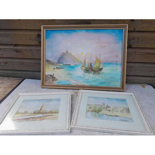 54 - Collection of oils and acrylics and mixed media works