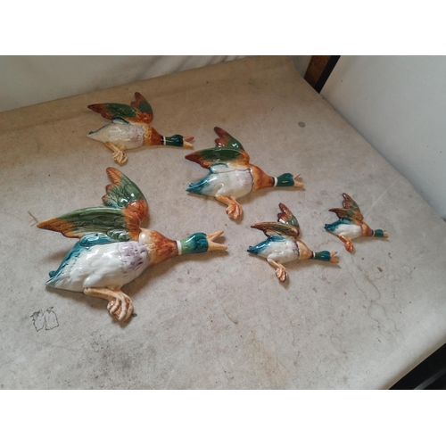 89 - Set of five Beswick flying ducks all in good order