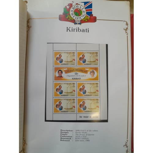 135 - Stamps : 2 volume partially filled Royal Wedding 1981 collection, approx 500 pages on SG printed pag... 