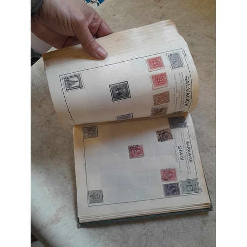 136 - Stamps: a box of stamps albums, ice cream carton of stamps on paper and loose, mixed era world stamp... 