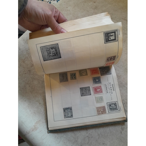 136 - Stamps: a box of stamps albums, ice cream carton of stamps on paper and loose, mixed era world stamp... 