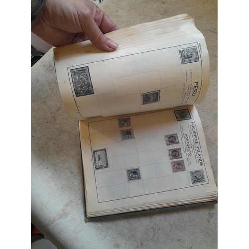 136 - Stamps: a box of stamps albums, ice cream carton of stamps on paper and loose, mixed era world stamp... 