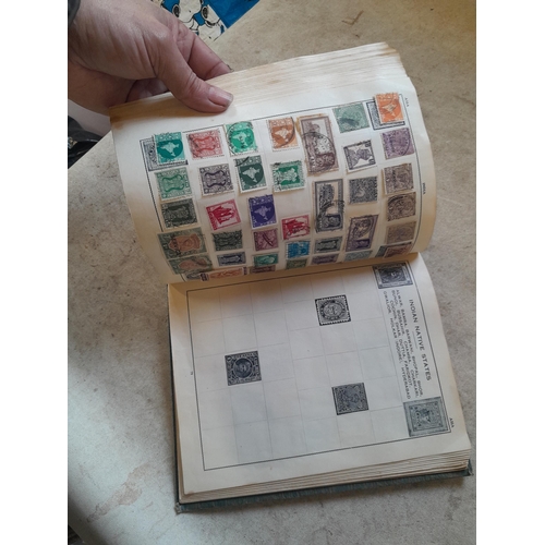 136 - Stamps: a box of stamps albums, ice cream carton of stamps on paper and loose, mixed era world stamp... 