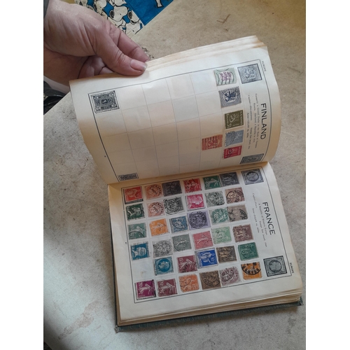 136 - Stamps: a box of stamps albums, ice cream carton of stamps on paper and loose, mixed era world stamp... 