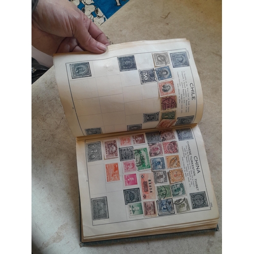 136 - Stamps: a box of stamps albums, ice cream carton of stamps on paper and loose, mixed era world stamp... 