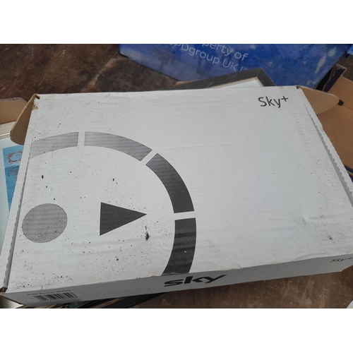 150 - Kenwood mini system for repair, Sky box, Panasonic DVD player and pottery storage jars