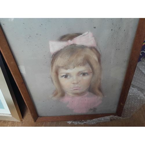151 - Various prints and picture frames, 1 x pastel portrait signed Carlo 1964