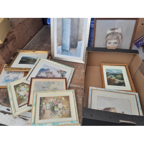 151 - Various prints and picture frames, 1 x pastel portrait signed Carlo 1964