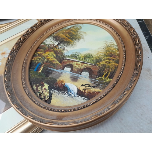 153 - Various prints and modern oil on board