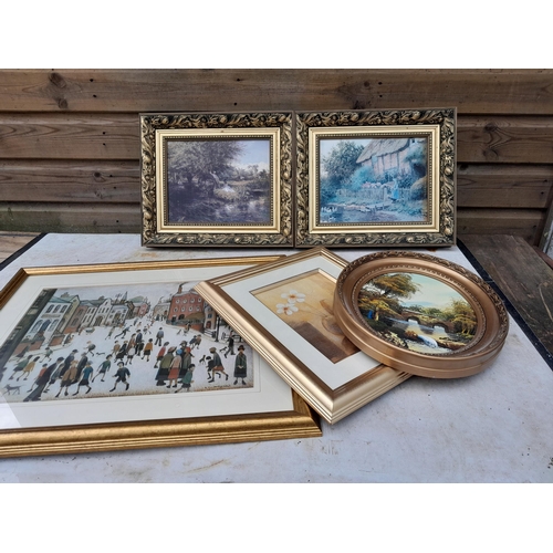 153 - Various prints and modern oil on board